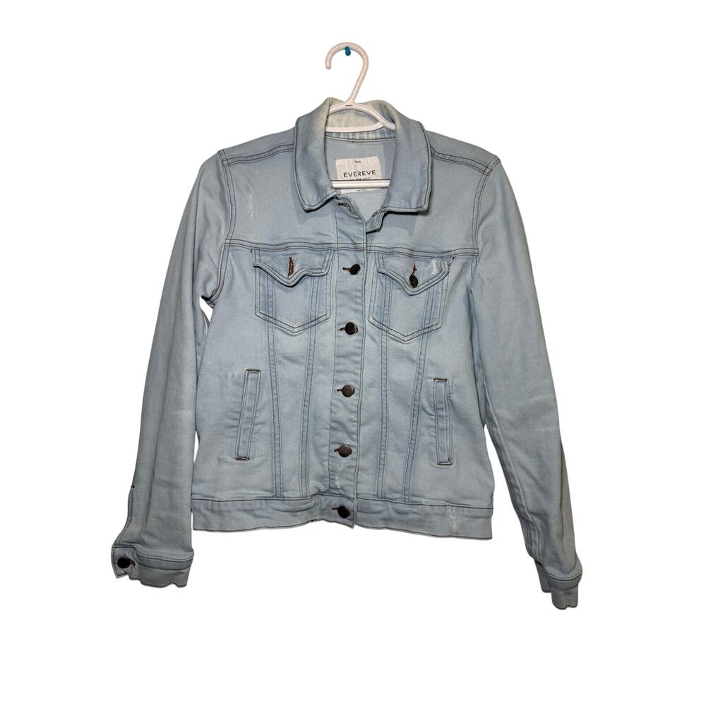 Evereve the ever jacket denim jean womens medium boho trendy punk rocker urban